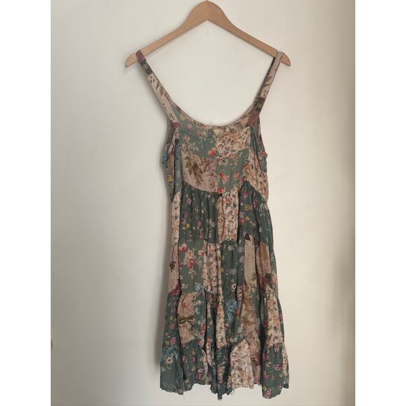 Floral Patchwork Handmade Tiered Sundress - Multicolor, US S - Picture 4 of 5